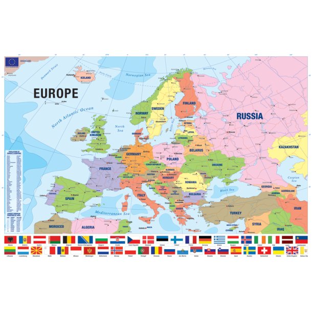 Europa kort ca. 60 x cm - Plakater -