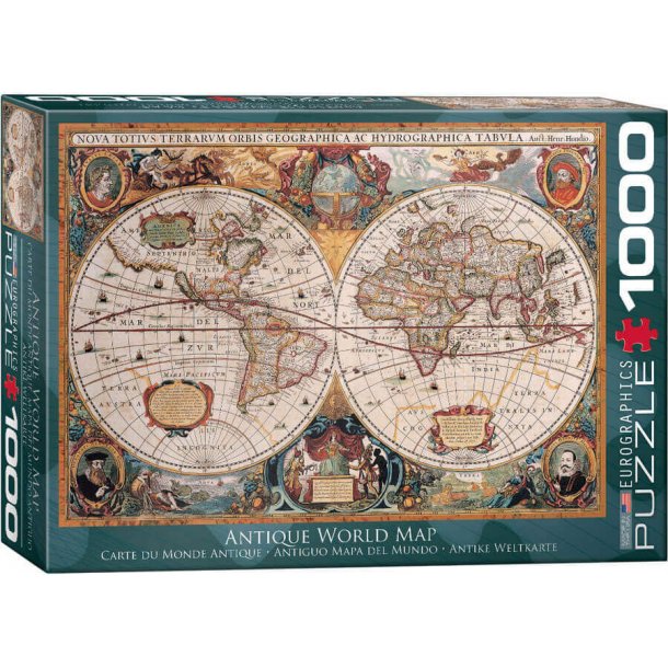 Antik verdenskort puslespil, 1000