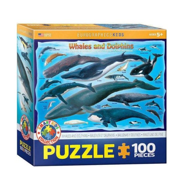 Hvaler og delfin puslespil - 100 brikker