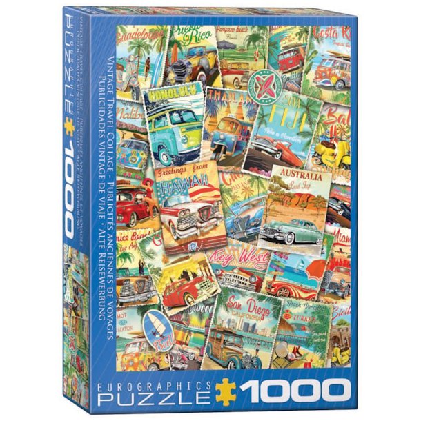 Eurographics Vintage Travel Collage 1000-brikkers puslespil